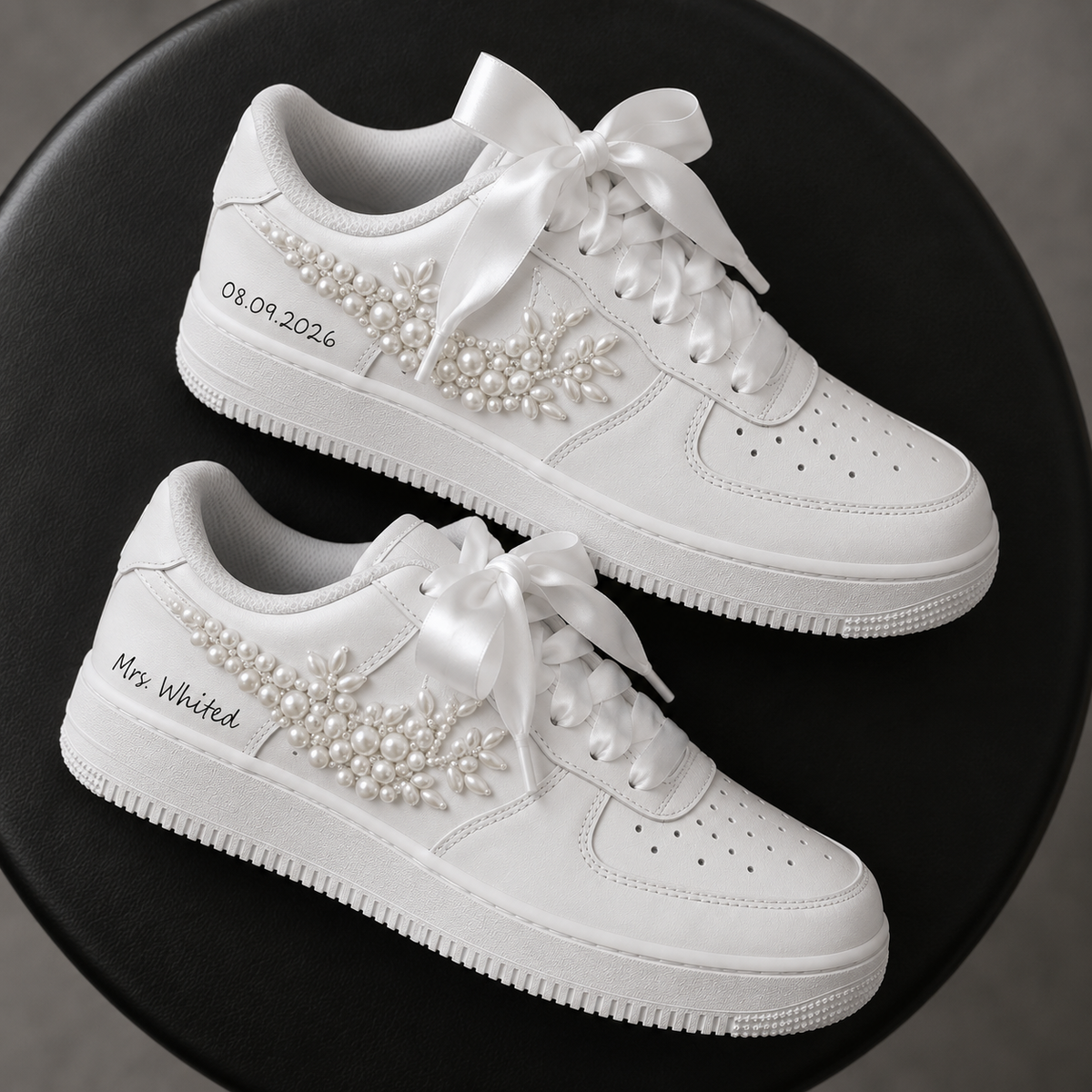 Personalized Side Panel Pearl & Crystal Bridal Custom Sneaker