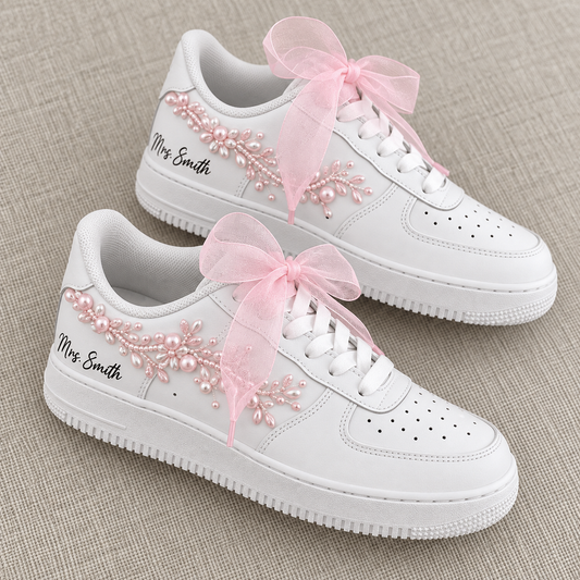 Personalized Blush Pink Pearl Bridal Custom Sneaker