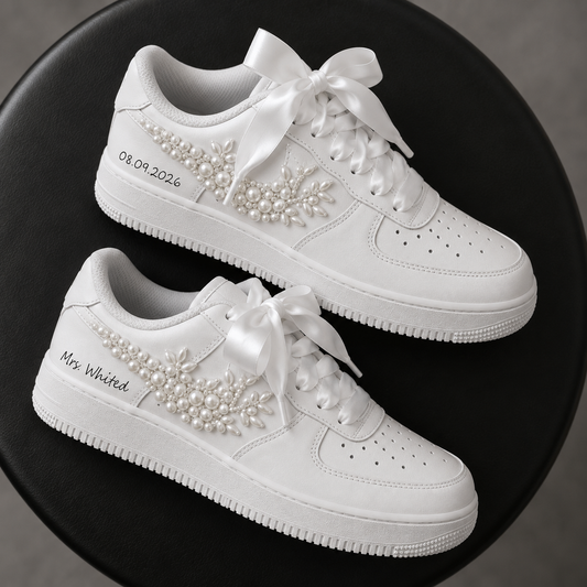 Personalized Side Panel Pearl & Crystal Bridal Custom Sneaker