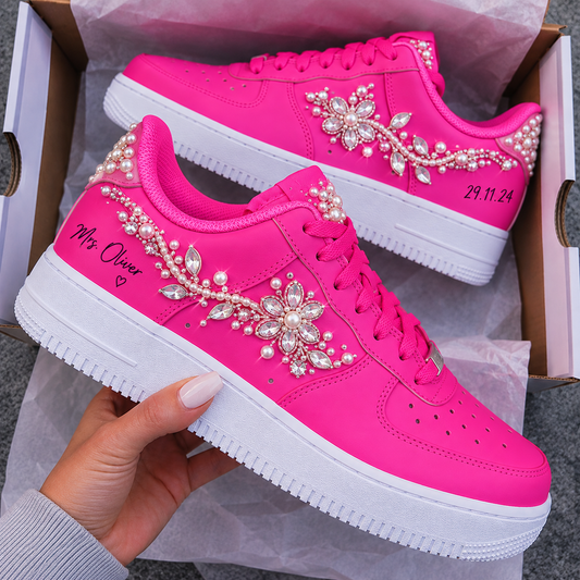 Personalized Hot Pink Crystal Bridal Custom Sneaker
