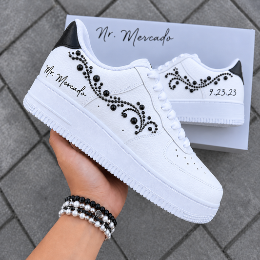 Personalized Black Rhinestone Bridal Custom Sneaker