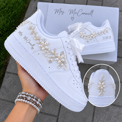 Personalized Pearl Side & Heel Bridal Custom Sneaker