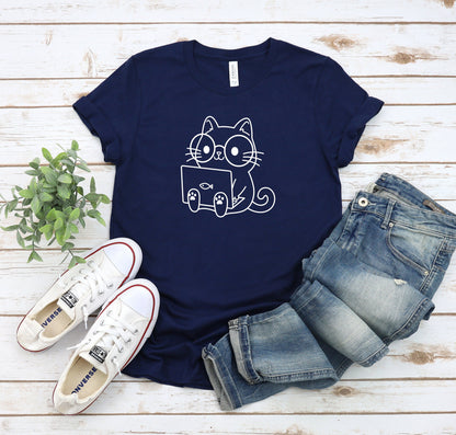 T-SHIRT - Nerd Cat Unisex Shirt, Cat Lover Shirt