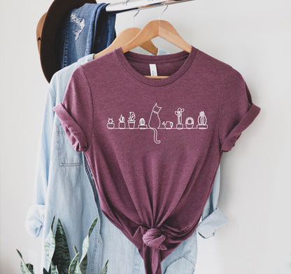T-SHIRT - Cats and Plants Unisex Shirt, Shirts for Cat Lover