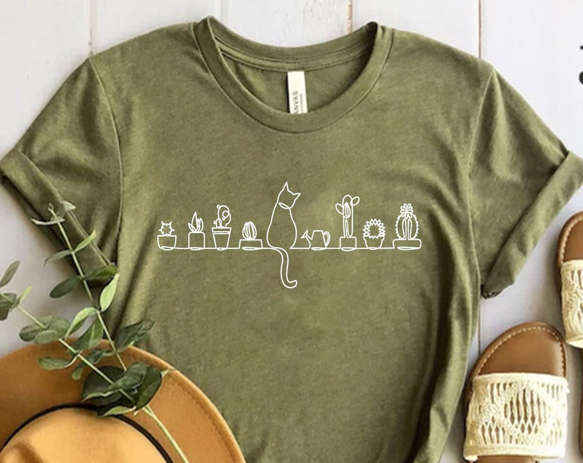 T-SHIRT - Cats and Plants Unisex Shirt, Shirts for Cat Lover