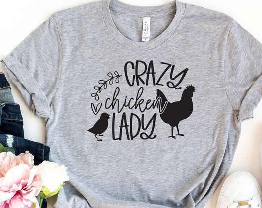 T-SHIRT - Crazy Chicken Lady Unisex Shirt, Chicken Lover T-shirt