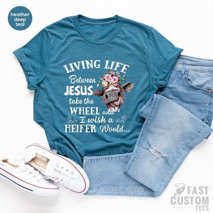 T-SHIRT - Funny Cow Unisex Shirt, Living Farmer Life Shirt
