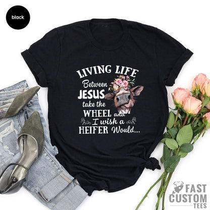 T-SHIRT - Funny Cow Unisex Shirt, Living Farmer Life Shirt
