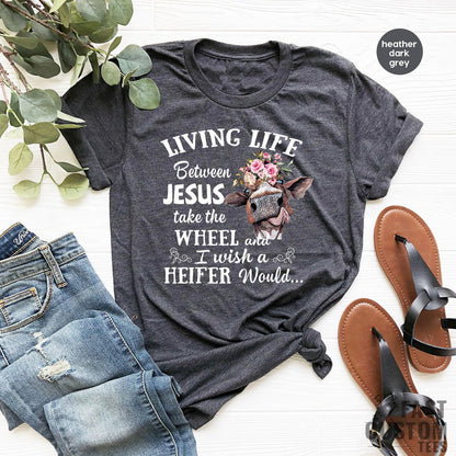 T-SHIRT - Funny Cow Unisex Shirt, Living Farmer Life Shirt