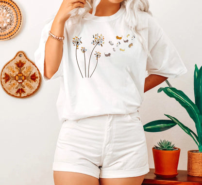 T-SHIRT - Cats Flower Fly Dandelion Unisex Shirt
