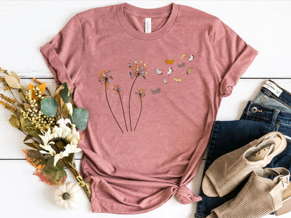 T-SHIRT - Cats Flower Fly Dandelion Unisex Shirt