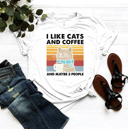 T-SHIRT - I Like Cats And Coffee Unisex Shirt