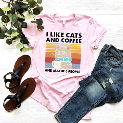 T-SHIRT - I Like Cats And Coffee Unisex Shirt
