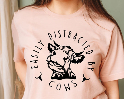 T-SHIRT - Easily Distracted By Cows Unisex Shirt