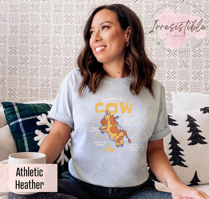 T-SHIRT - Humorous Anatomy Of A Cow Unisex Shirt, Cow Nerd Shirt