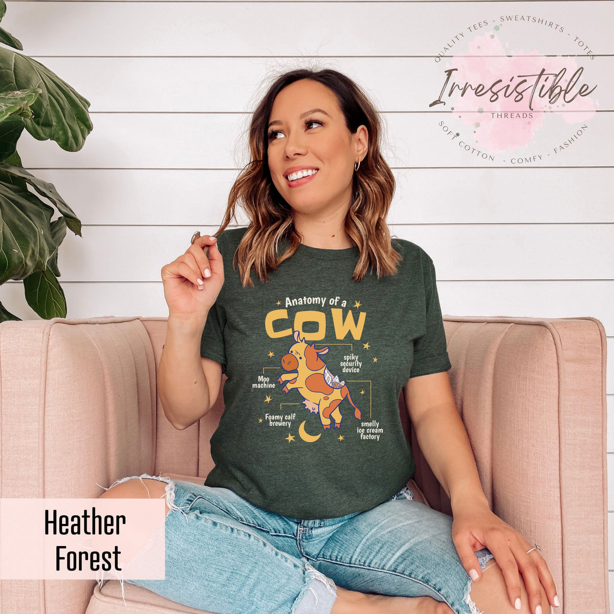 T-SHIRT - Humorous Anatomy Of A Cow Unisex Shirt, Cow Nerd Shirt